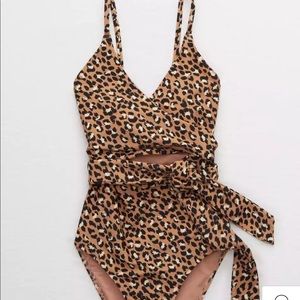 NWT Aerie leopard wrap one piece bathing suit